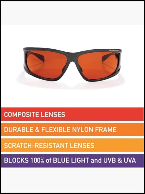 Viper Wrap Sunglasses, UV & Blue Light Protection, Rubberized Grip, Nylon Frame main image 6